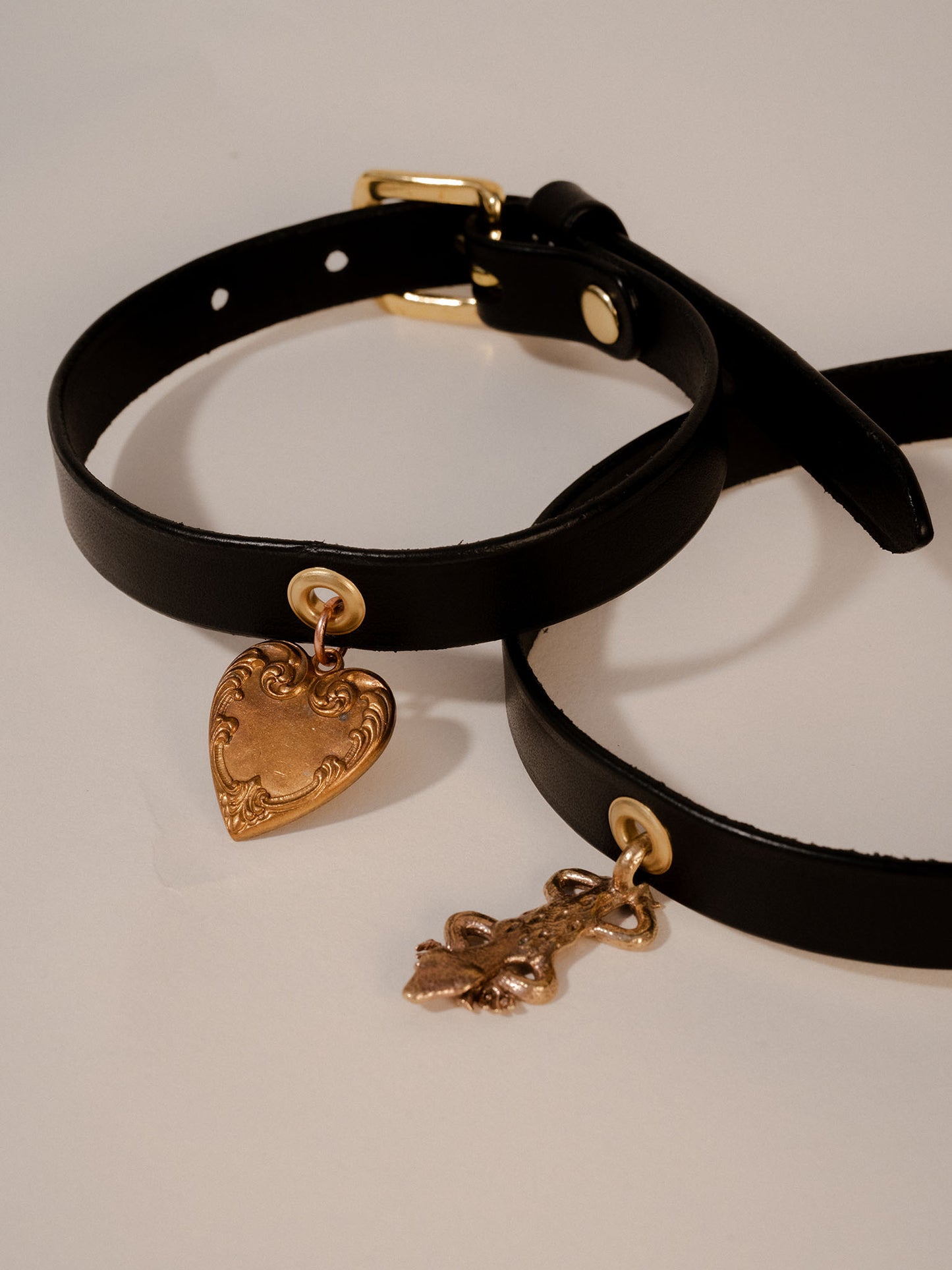Brass Lizard Charm Collar