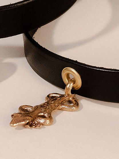 Brass Lizard Charm Collar